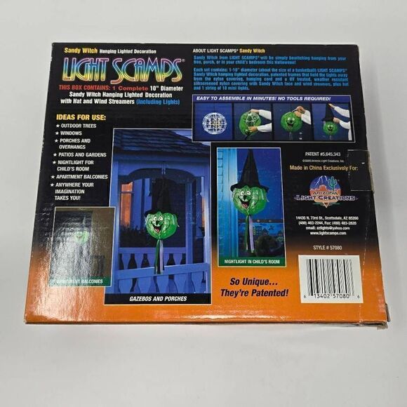 VINTAGE LIGHT SCAMPS SANDY WITCH HALLOWEEN OUTDOOR LIGHTING DECORATION OPEN BOX - Picture 2 of 4